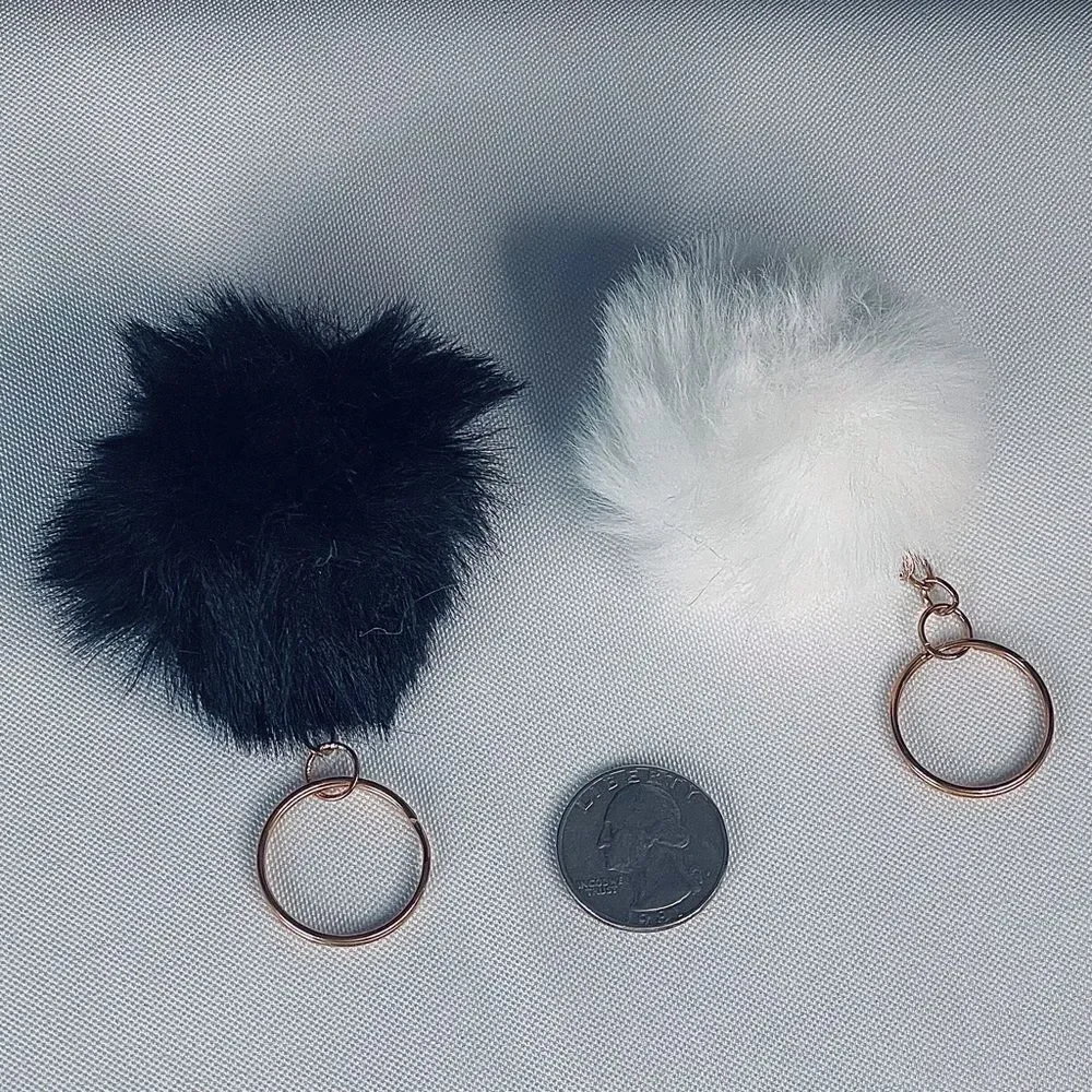 Black & White Pom Keychain Set, Small